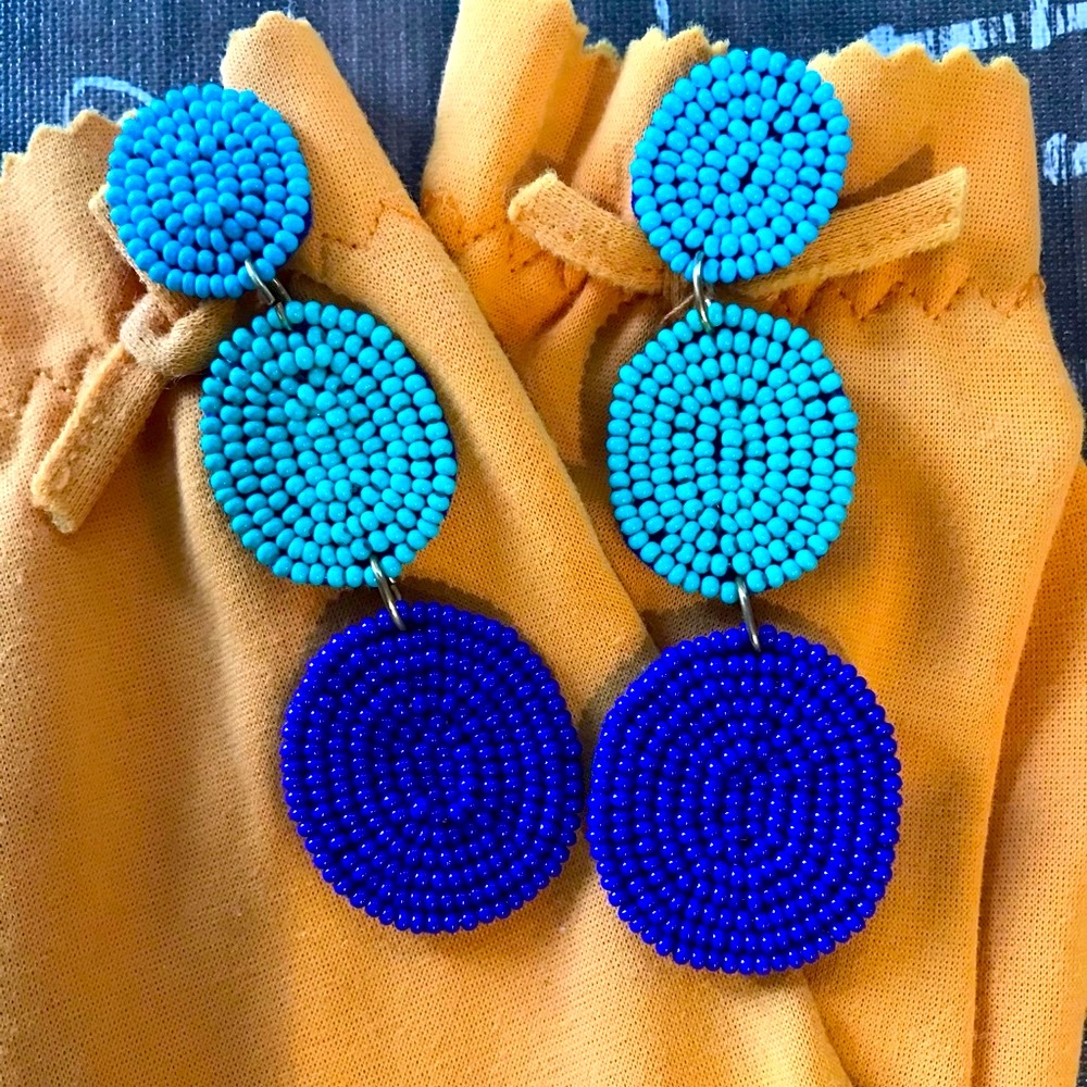Ocean Colors Of Love Earrings 
3-Tier Seed Bead